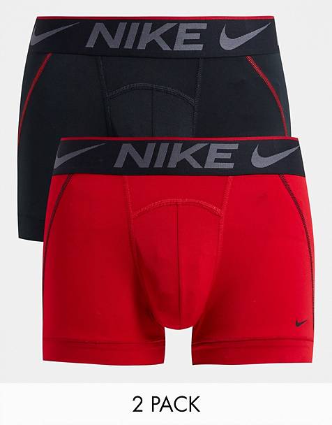 나이키 남성 트렁크 속옷 팬티 3팩 Nike Breathe 2 pack microfiber trunks in black/red,Black &amp; Red