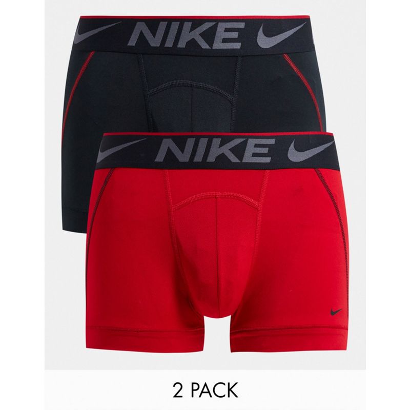 Uomo Intimo da uomo Nike - Breathe - Confezione da 2 paia di boxer aderenti in microfibra, colore nero e rosso