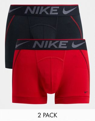 Sous-vêtements Nike - Breathe - Lot de 2 boxers en microfibre - Noir et rouge