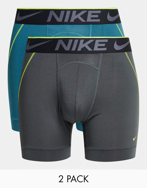 Nike – Breathe Micro – Boxershorts in Grau/Blaugrün im 2er-Pack