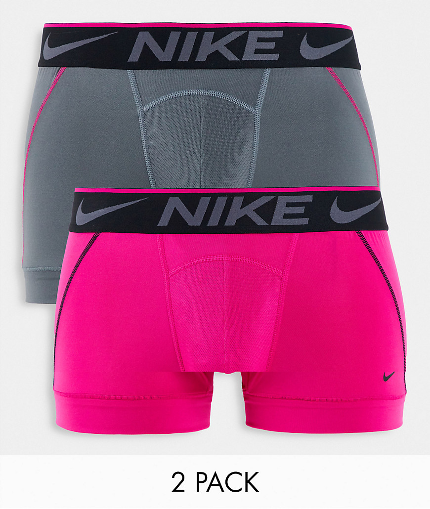 Nike - Breathe - Set van 2 microvezel boxershorts in roze/grijs