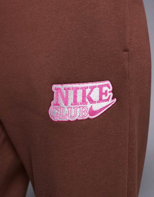 Nike - Brune højtaljede oversized joggingbukser med brede ben, 3 af 5