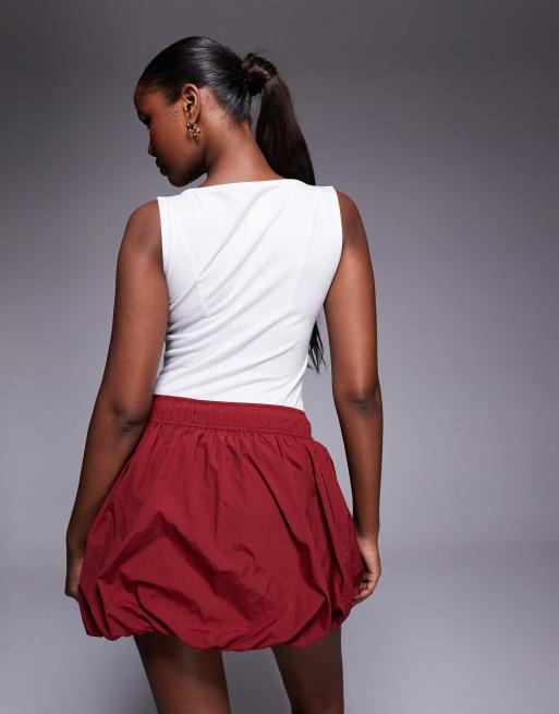 Nike bubble skirt in burgundy, 4 of 5