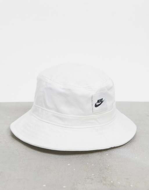 Nike Bucket Hat With Logo In White Asos