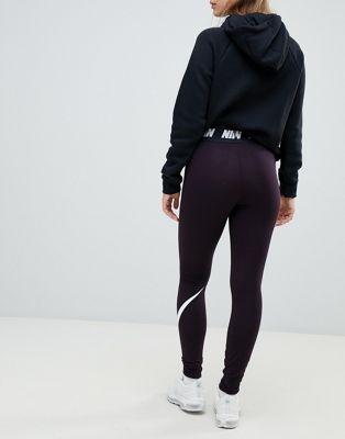 nike black high rise leggings with contrast waistband