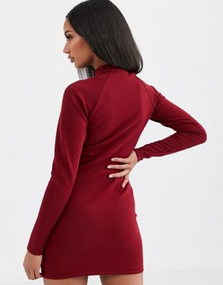 Nike burgundy long sleeve mini dress | ASOS