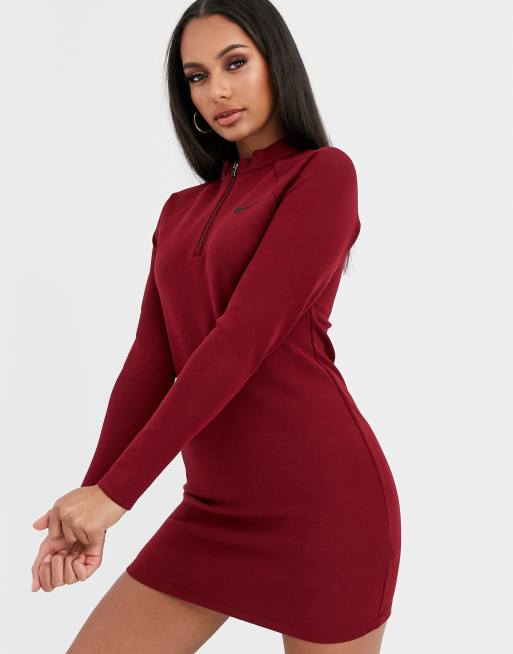 Nike burgundy long sleeve mini Dress