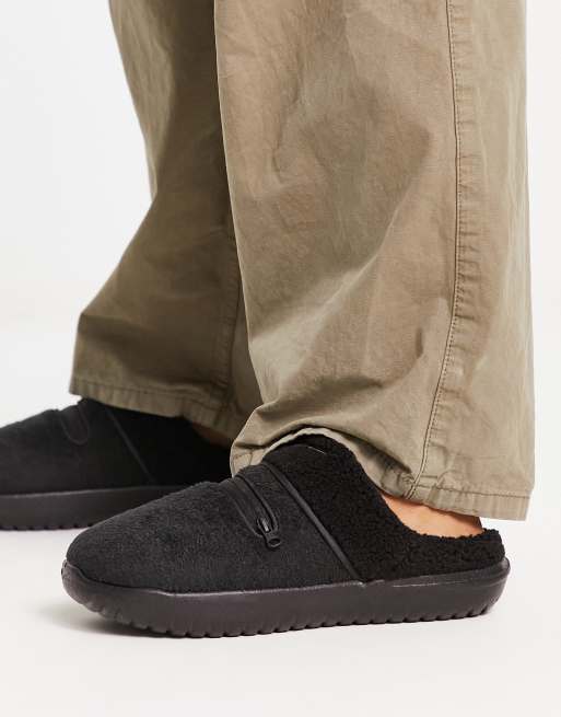 Nike Burrow borg slippers in black | ASOS