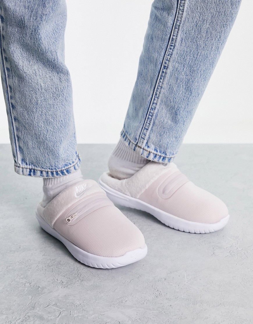 Nike Burrow mules in pink and white