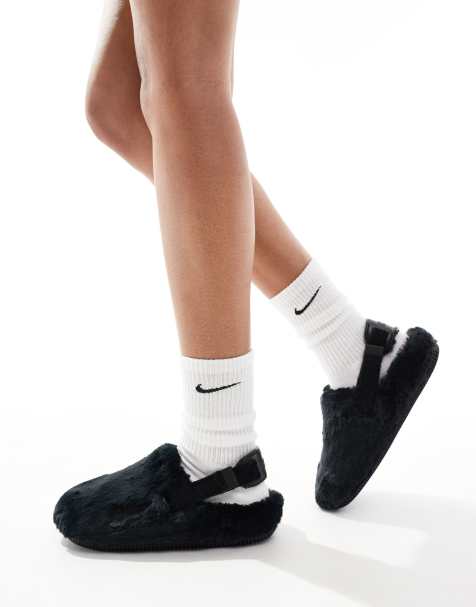 Nike Calm mule fleece sliders in black - view 1