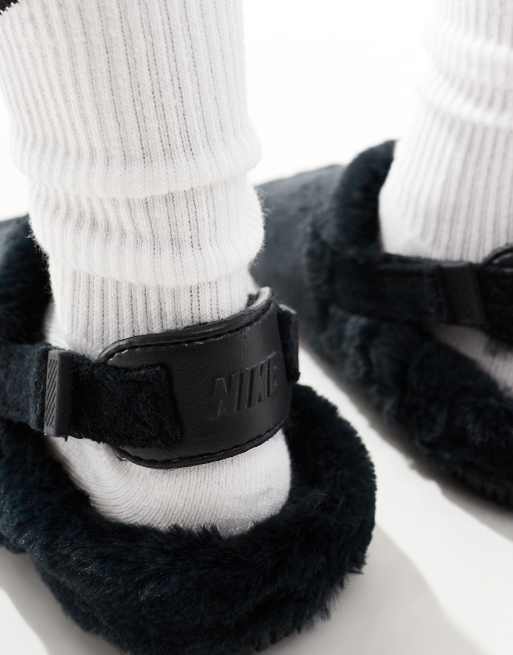 Nike Calm mule fleece sliders in black