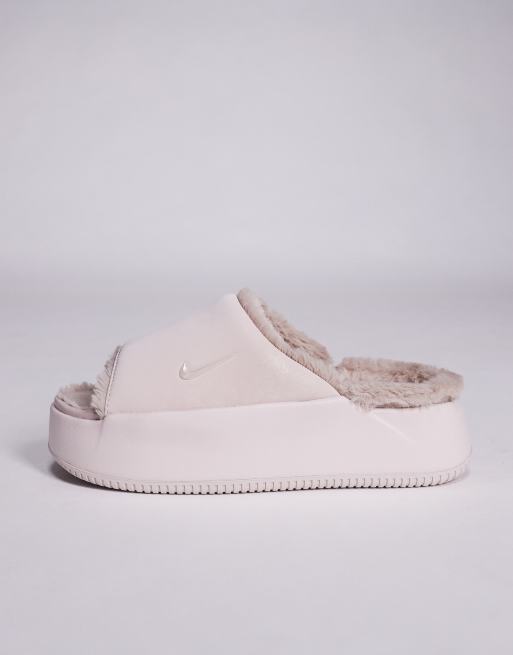 Nike Calm platform cozy slides in pink, 2 of 5