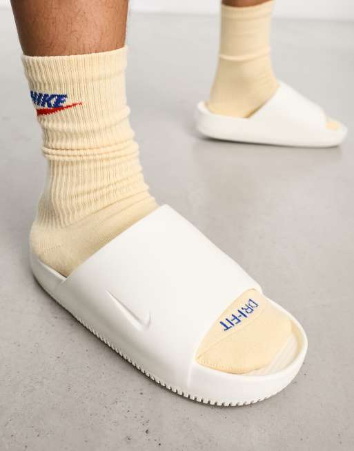 Mens nike slides sales white