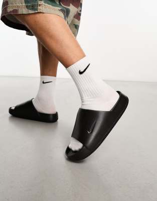 Nike Calm Sliders In Black In Black