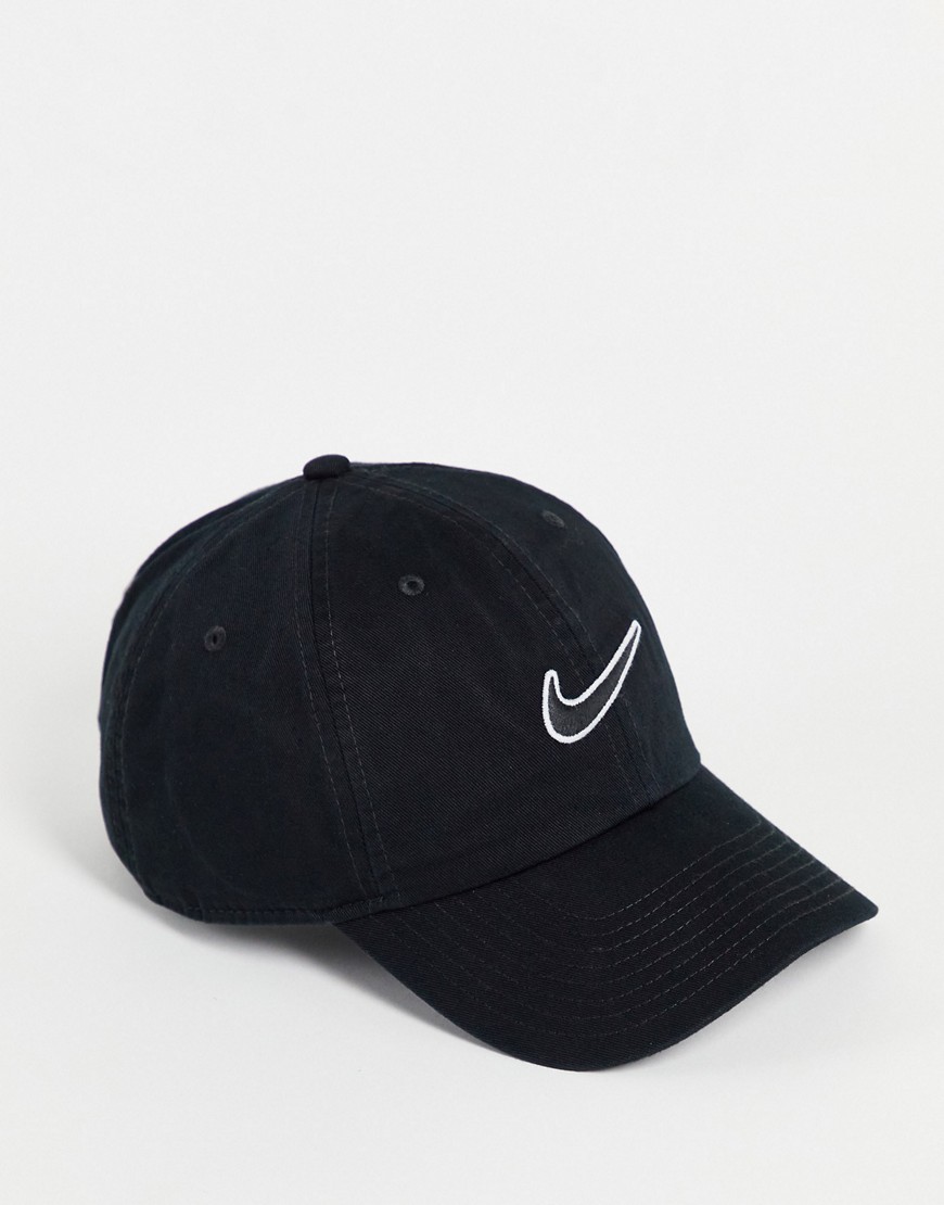 Nike - Cappellino nero con logo ricamato