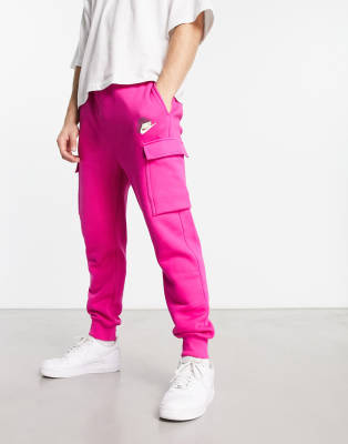 Nike cargo fleece joggers with double logo in active pink, Compare