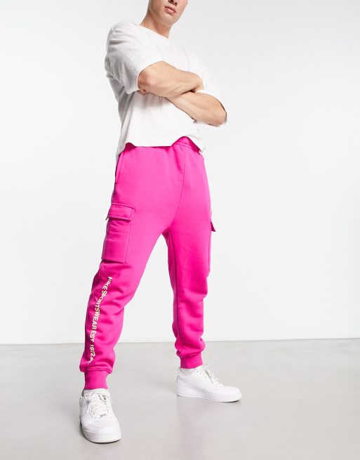 Nike cargo fleece joggers with double logo in active pink