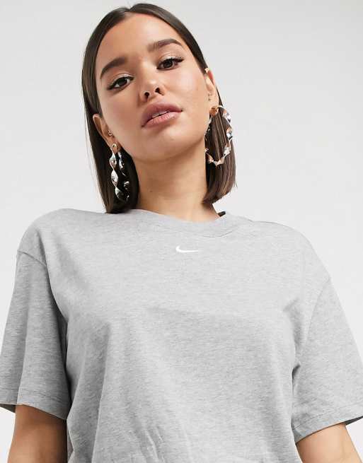 Nike central swoosh oversized boyfriend t shirt in grey ASOS