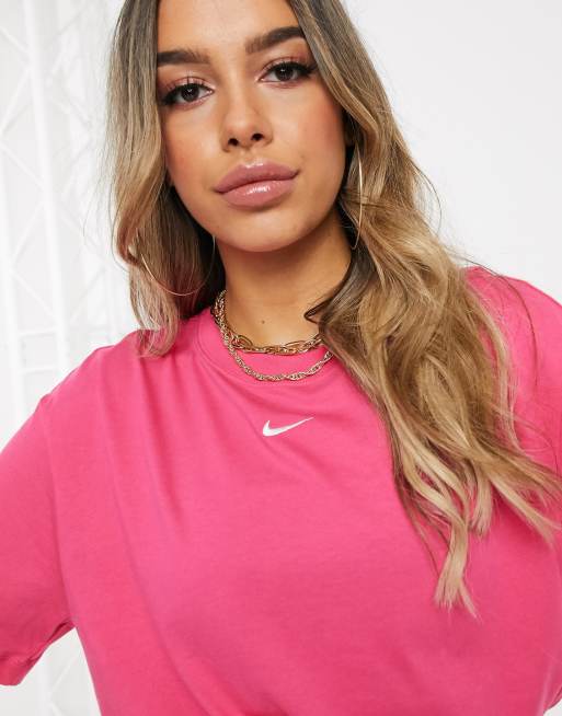 Pink nike swoosh store t shirt