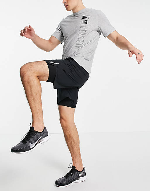 Nike Challenger 7inch 2 in 1 shorts in black | ASOS