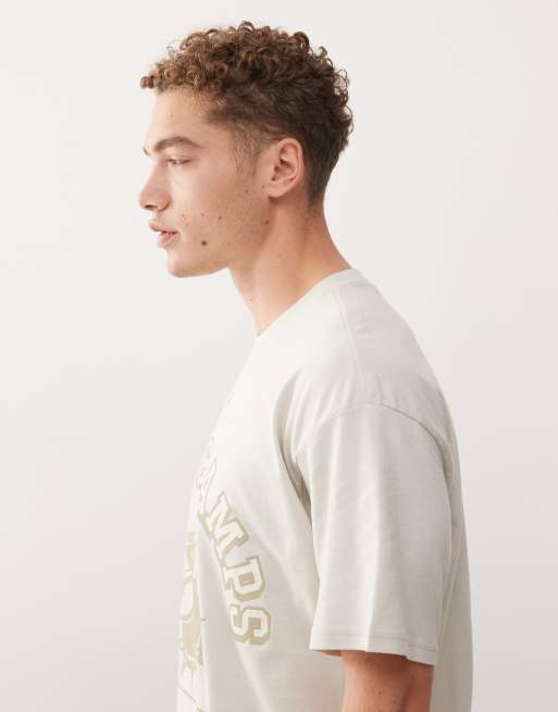 Nike Champs graphic cropped T-shirt in off white, 4 of 5