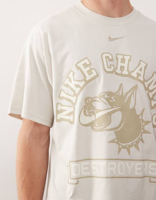 Nike Champs graphic cropped T-shirt in off white, 5 of 5