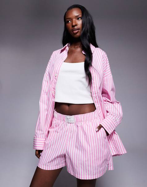 Nike - Chemise rayée en popeline - Rose et blanc - view 1