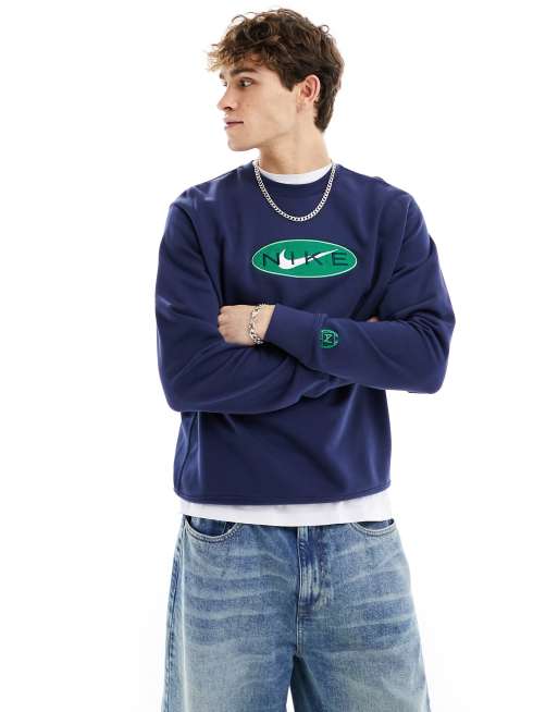 Nike chest logo sweatshirt in navy | ASOS