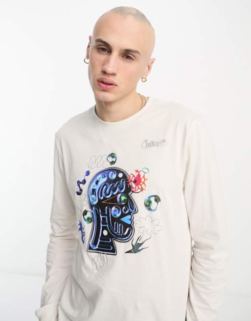 Nike chest print long sleeve t-shirt in white