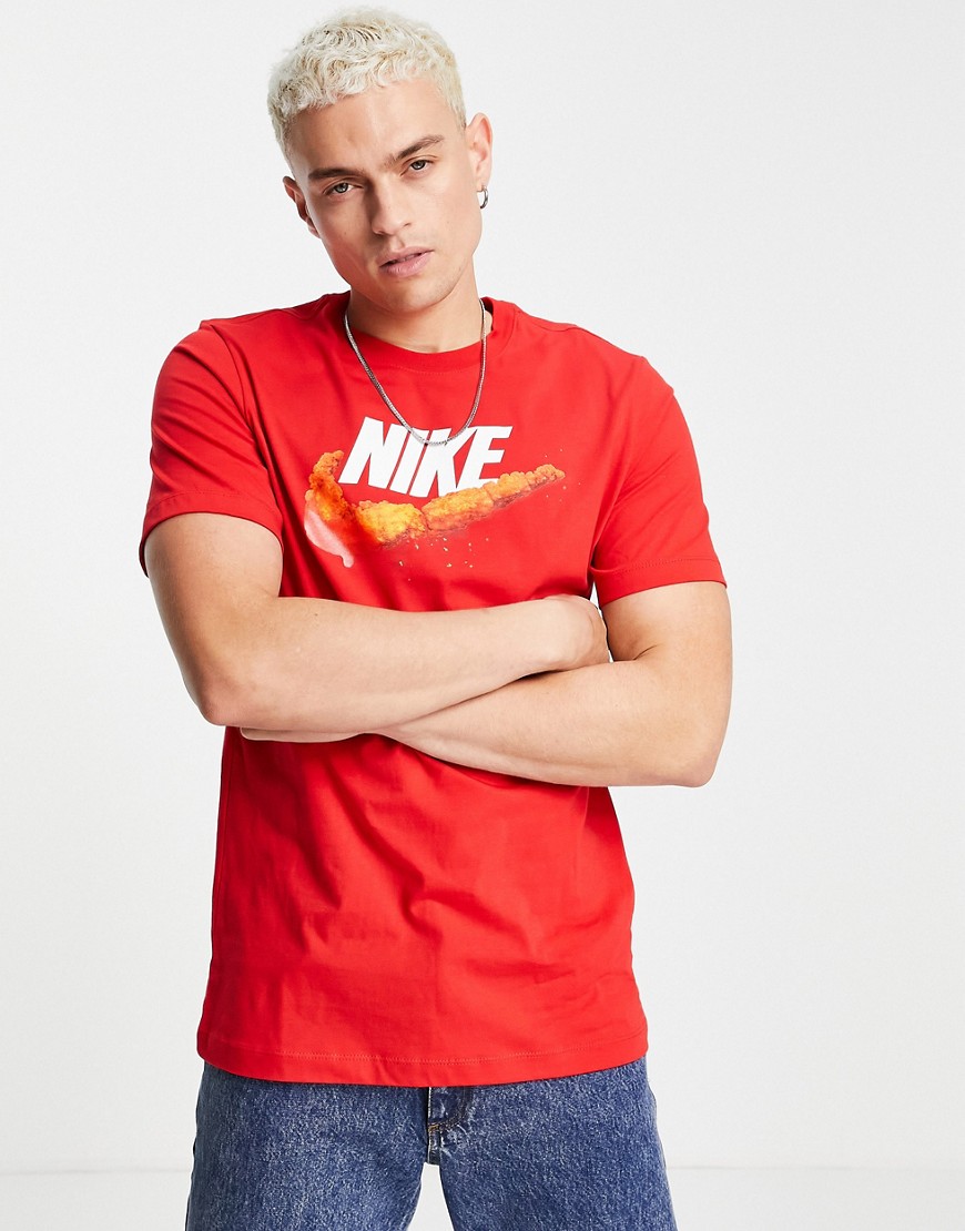 Nike Chicken Sole Food graphic logo T-shirt in red