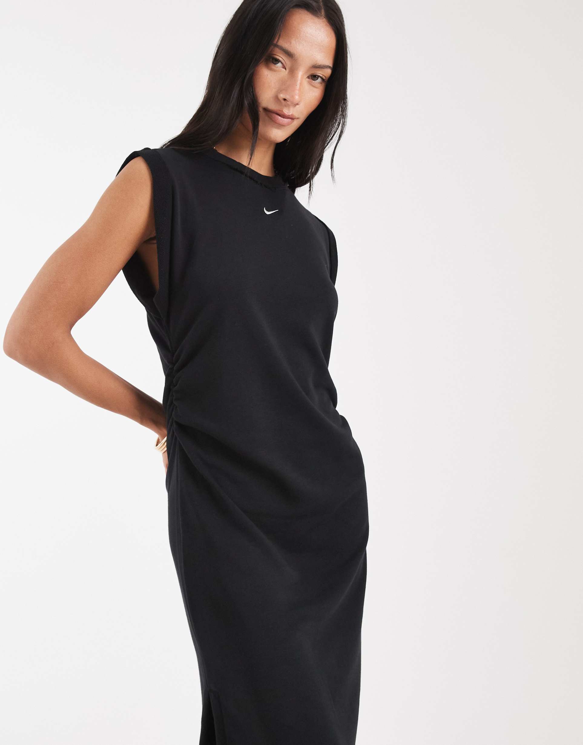 nike chill ankle length dress with swoosh detail in black