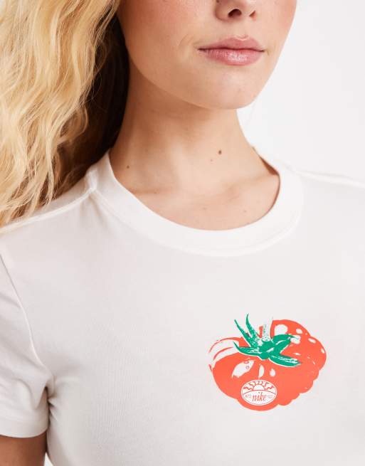 Nike Chill cropped graphic tomato t-shirt in white, 4 of 4