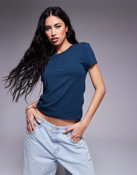 Nike Chill cropped t-shirt in navy - view 1