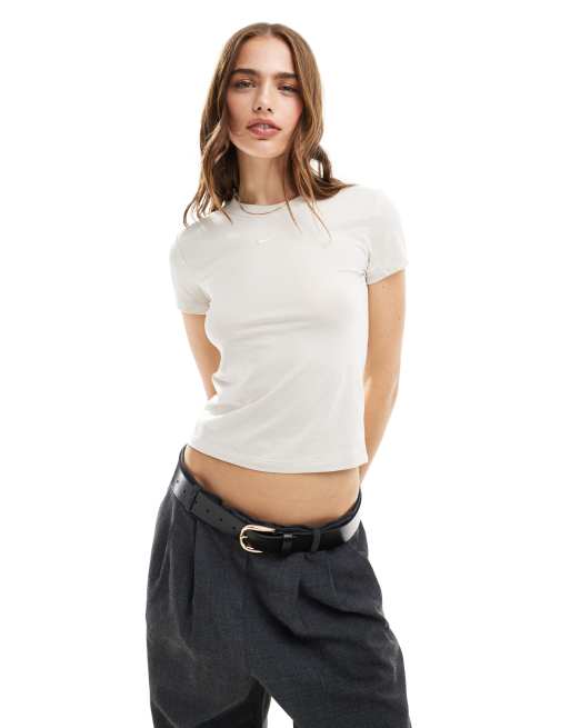 Nike Chill cropped t-shirt in off white  