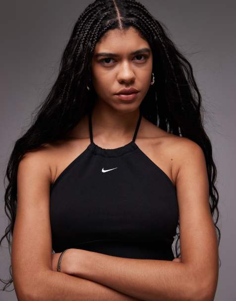 Nike Chill French Terry halterneck top in black - view 1