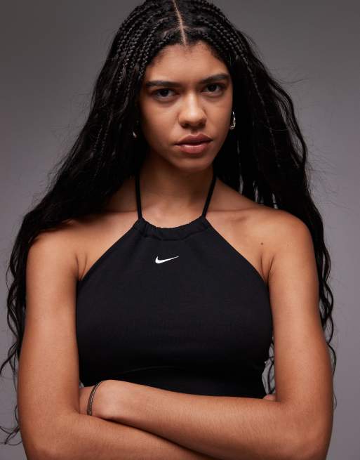 Nike Chill French Terry halterneck top in black