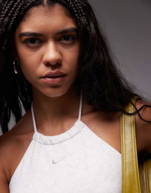 Nike Chill French Terry halterneck top in gray heather, 3 of 4