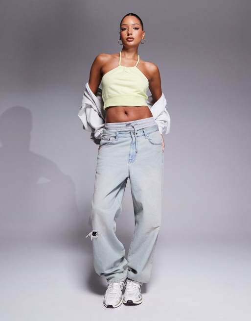 Nike Chill French terry halterneck top in lime green