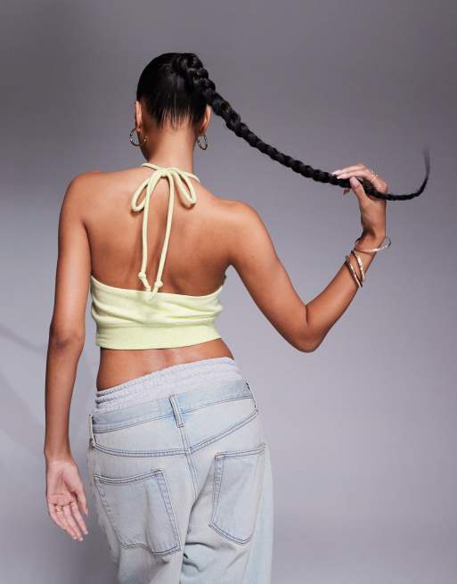 Nike Chill French terry halterneck top in lime green | ASOS
