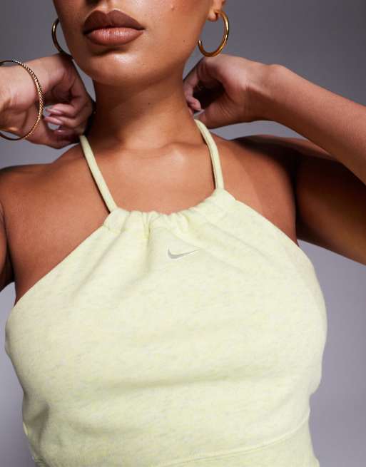 Nike Chill French terry halterneck top in lime green