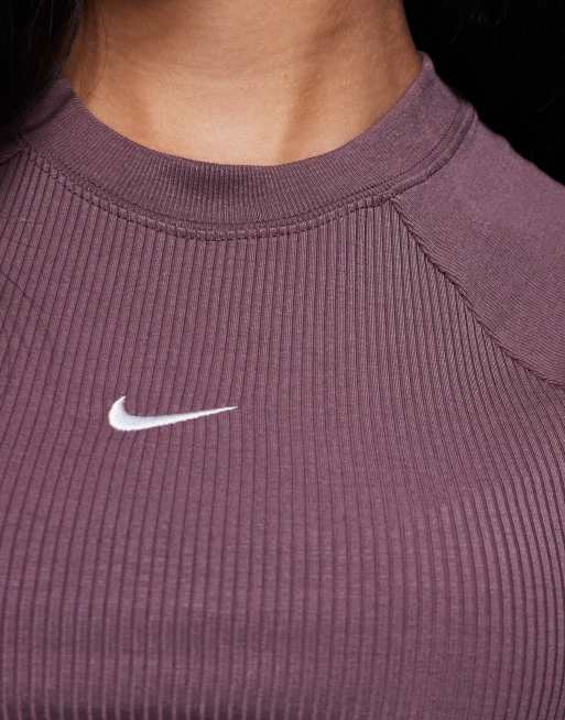 Nike - Chill - Geribbelde gebreide top in donkerpaars, 3 van 4