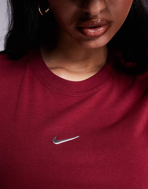 Nike - Chill - Gym Life - T-shirt crop top à logo virgule - Bordeaux, 3 de 4