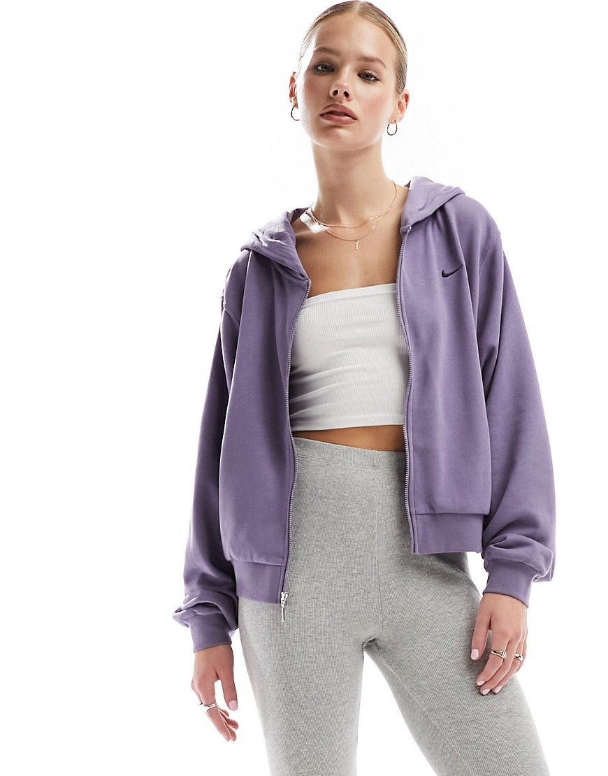 Nike Chill Knit Zip Through Hoodie In Purple-gray