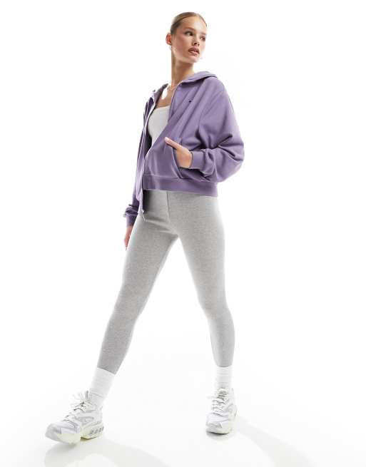 Nike mini swoosh oversized cropped purple zip through hoodie sale