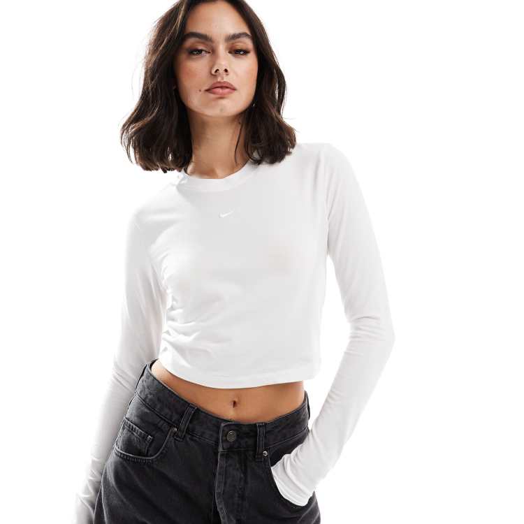 Nike Chill knitted longsleeve cropped t-shirt in white | ASOS