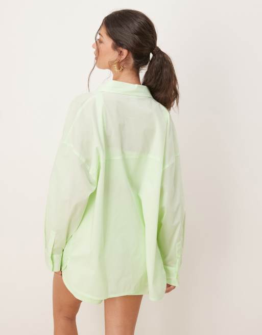 Nike Chill Poplin oversized shirt in lime green, 4 of 4