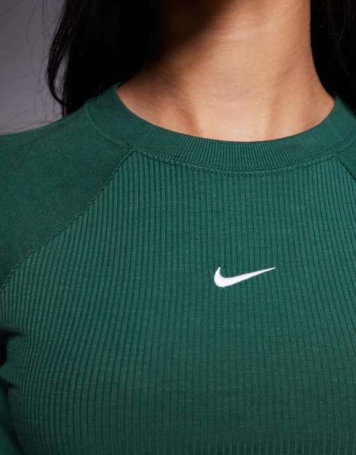 Nike Chill rib knit long sleeve top in green , 2 of 4
