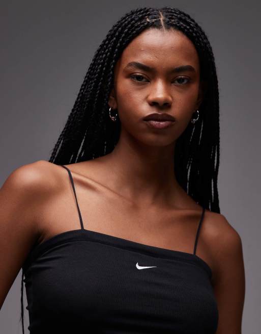 Nike Chill ribbed 2-in-1 crop top in black