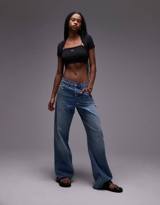 Nike Chill ribbed 2-in-1 crop top in black | ASOS
