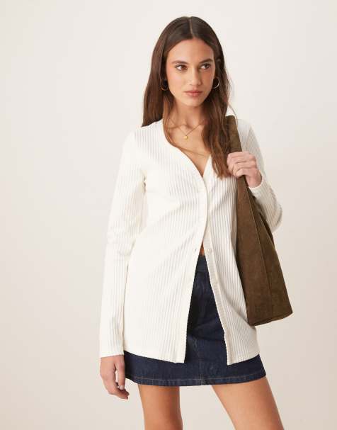Nike Chill ribbed cardigan in cream - view 1